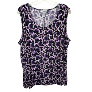 Catherines Plus Size 2X 22/24W Tank Top Purple Floral Dressy Spring Vacation 735